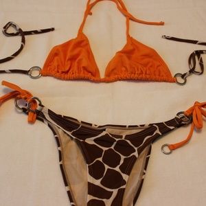 sassi swimwear bikini  Giraffe Print and orange